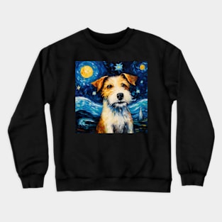 Jack Russell terrier Portrait in Starry Night style Crewneck Sweatshirt